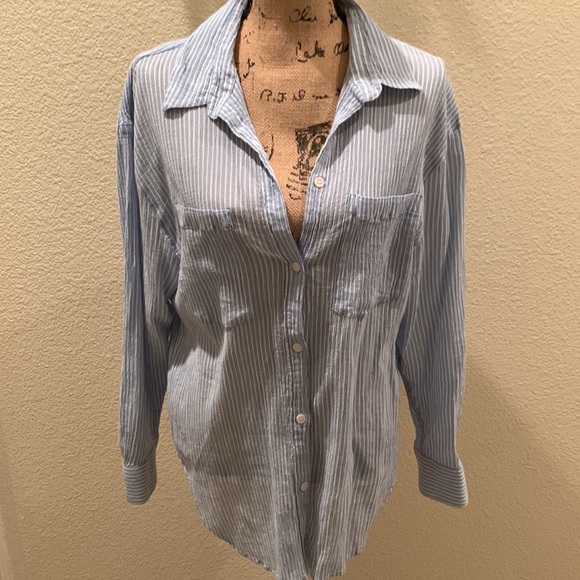 Women’s H&M Striped Button Down Long Sleeve Top - Picture 1 of 10